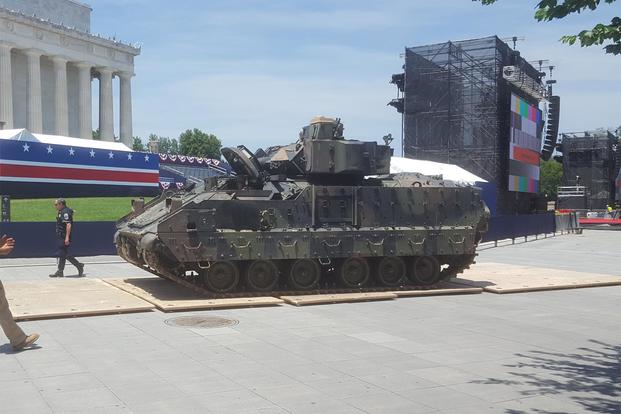 Bradley Fighting Vehicle from Fort Stewart, Georgia on the National Mall, Washington D.C., July 3, 2019. (Richard Sisk/Military.com)
