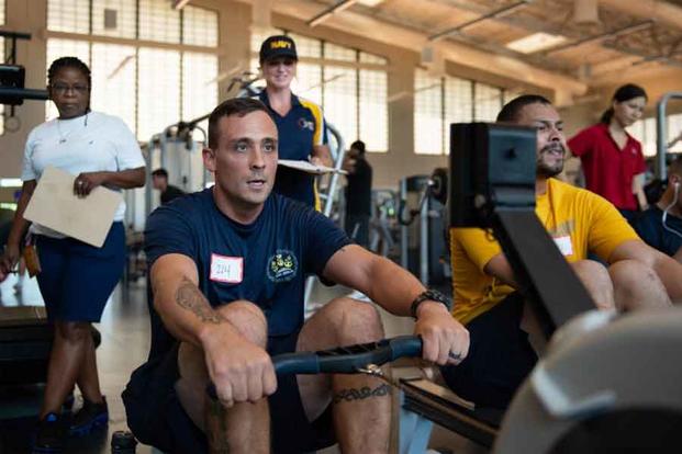 Sailors participate in new physical readiness test (PRT) events as part of Navy Physical Readiness Test Evaluation Phase II. (U.S. Navy/Mass Communication Specialist Seaman Aja B. Jackson)