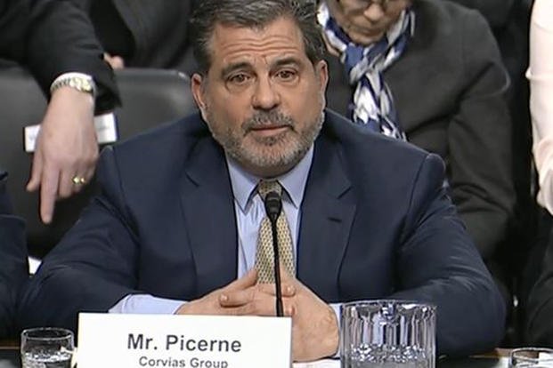 John Picerne, founder and chief executive officer of the Rhode Island-based Corvias Group, testifies before Congress in 2019. (screengrab via Defense Department video)