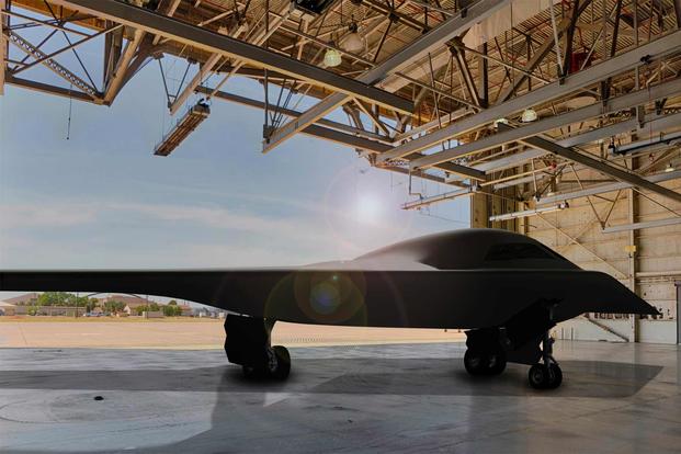 This is an artist rendering of a B-21 Raider concept in a hangar at Dyess Air Force Base, Texas. Dyess AFB is one of the bases expected to host the new airframe. (Courtesy graphic by Northrop Grumman)