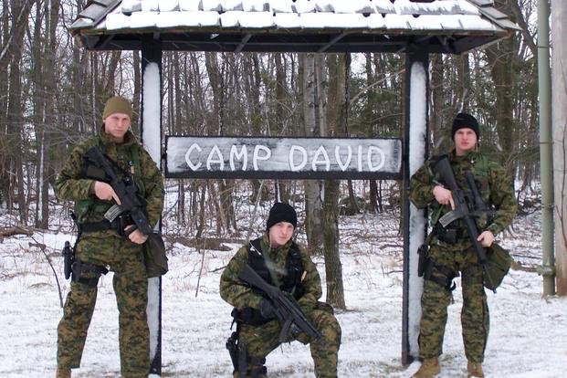 Marines in Front of Camp David
