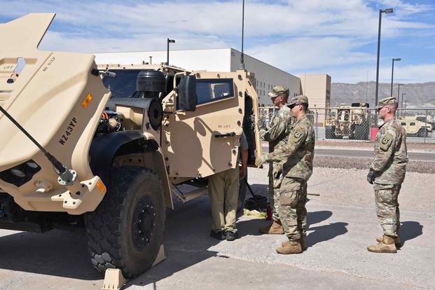 Soldiers learn about maintenance of the JLTVs the command took possession of in August, 2019.