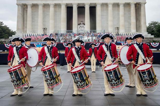 Soldiers assigned to the The Old Guard participate in the 2019 National Independence Day Parade in Washington, D.C.