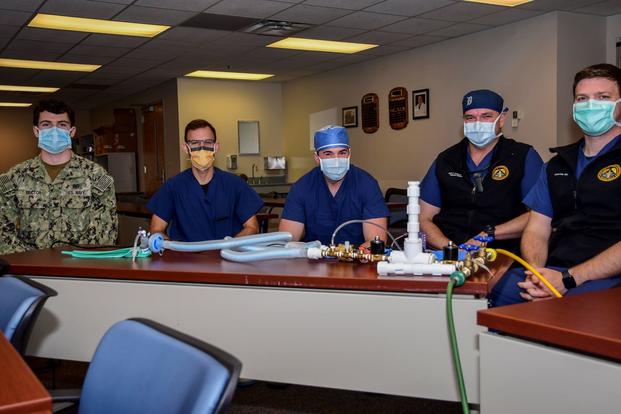 A team of Naval Medical Center Portsmouth’s Anesthesiology Department staff members built a ventilator in an effort to help fight the COVID-19 pandemic.
