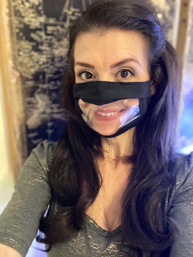 woman wearing mask where you can see her face
