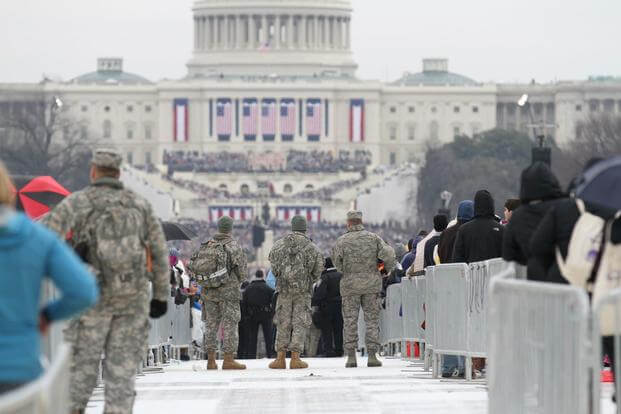 Florida Guardsmen stand ready at the 2017 Presidential Inauguration ceremony at the National Mall.