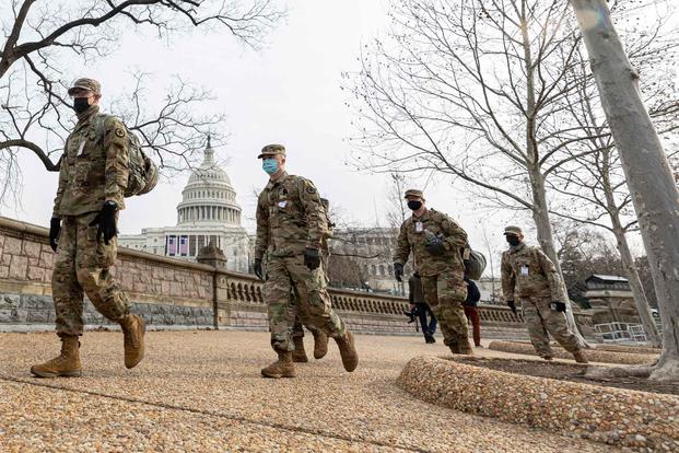 U.S. soldiers with the New Jersey National Guard patrol Capitol.
