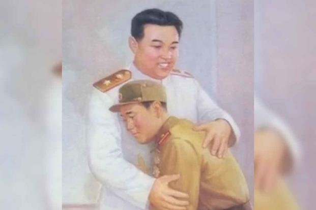 North Korean founder Kim Il-Sung featured in a propaganda art depicting his more parental qualities.