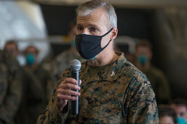 U.S. Marine Corps Col. Christopher Bronzi, commanding officer of the 15th Marine Expeditionary Unit