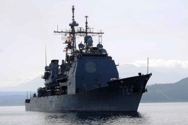 The Ticonderoga-class guided-missile cruiser USS Vella Gulf.
