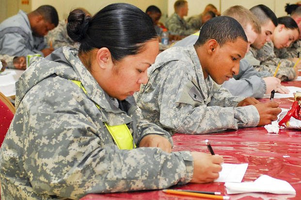 Soldiers prepare for ASVAB test