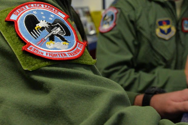 Deadly Black Eagle emblem flight suit of a 435th Fighter Training Squadron student pilot