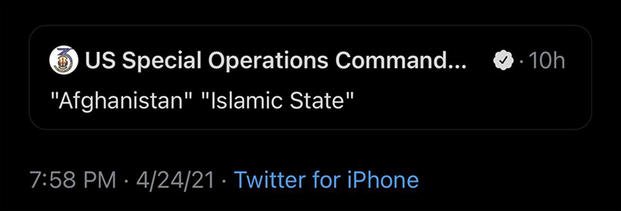 Erroneous tweet US Special Operations Command Central