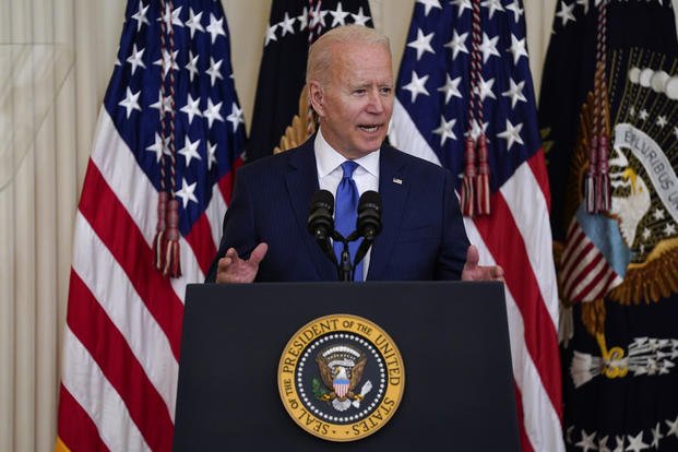  President Joe Biden speaks during an event to commemorate Pride Month.