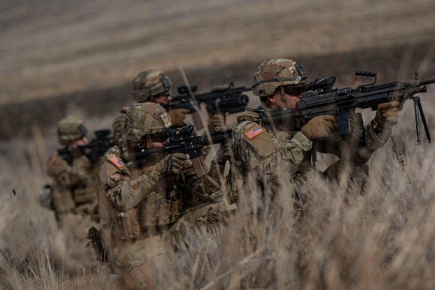 Washington Army National Guard soldiers during squad live-fire and tactical movement training
