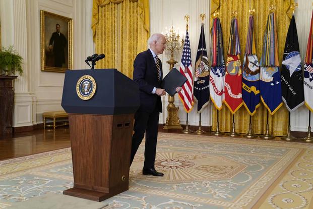 President Biden speaks about the U.S. troop withdrawal from Afghanistan.