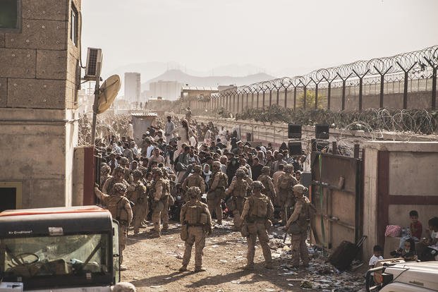 U.S. Marines assist with evacuation of Afghanistan.