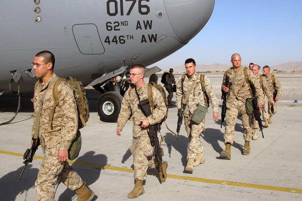 Marines with the 24th Marine Expeditionary Unit arrive in southern Afghanistan in 2008