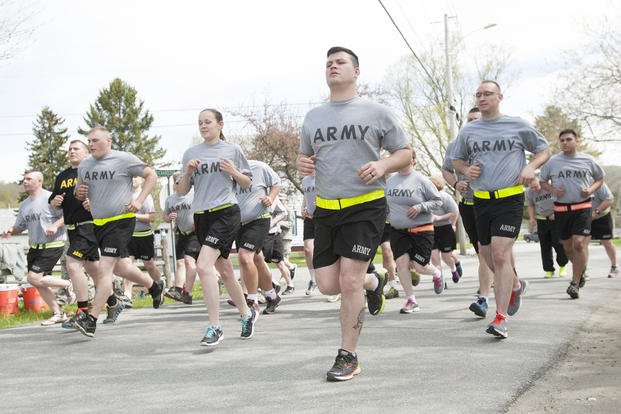 Soldiers run two miles during the Soldier Wellness Education and Training program. 
