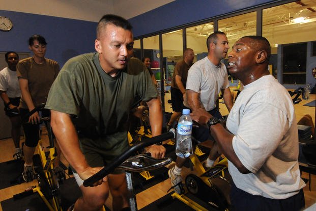 Chief master sergeant runs spinning class in Southeast Asia.