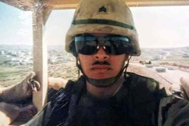 Ivan Ocon pulls guard duty while deployed to Jordan in 2003. 