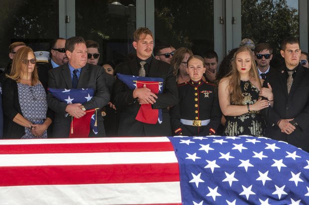 Fallen Marine Sgt. Nicole Gee's family at Bayside Church's Adventure Campus in Roseville, Calif.