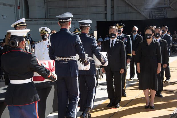 South Korean President Moon Jae-in receives remains in Honolulu