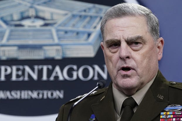 Chairman of the Joint Chiefs of Staff Gen. Mark Milley speaks during a briefing