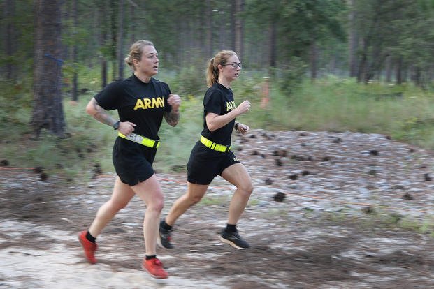 Civil Affairs candidates complete a two-mile run.