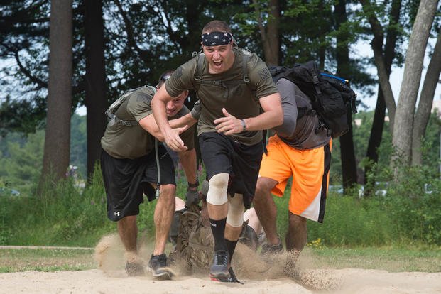 Airmen ruck during a team building exercise.