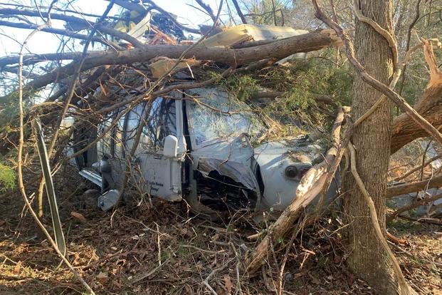 A Navy helicopter crashed into a forest in Virginia