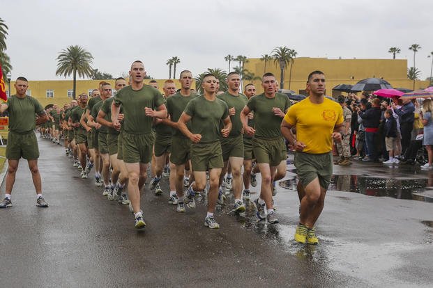 Marines take part in a motivation run.