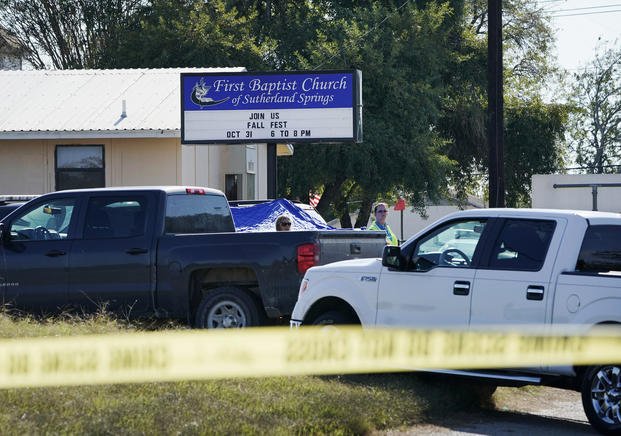 First Baptist Church of Sutherland Springs after a fatal shooting