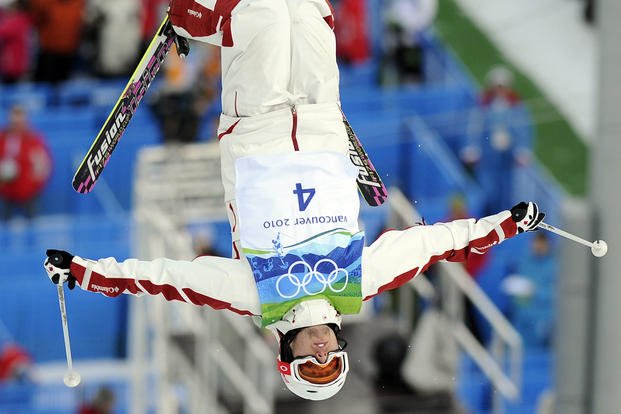 Alexandre Bilodeau of Canada competes during moguls qualifications at the 2010 Winter Olympics in Vancouver.