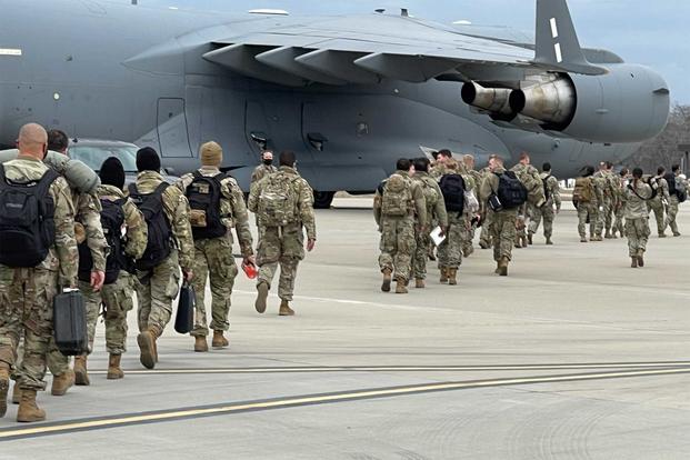 Fort Bragg soldiers board C-17 bound for Europe