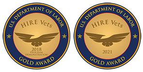 Hire Vets Gold Awards for 2018 and 2021