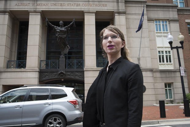 Chelsea Manning arrives at the federal courthouse in Alexandria, Virginia.