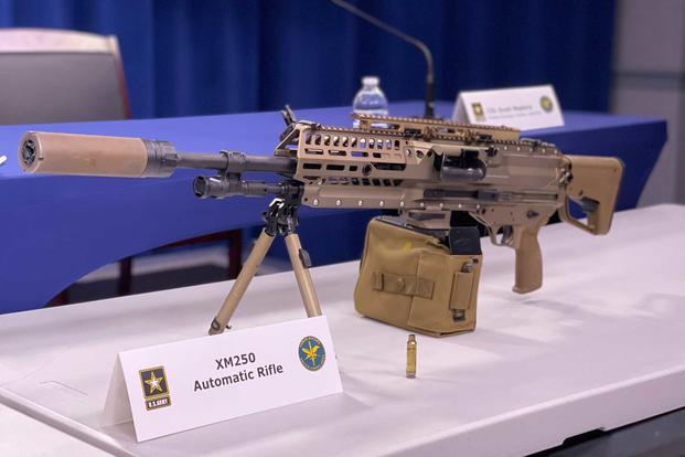 XM250 Automatic Rifle on display at the Pentagon.