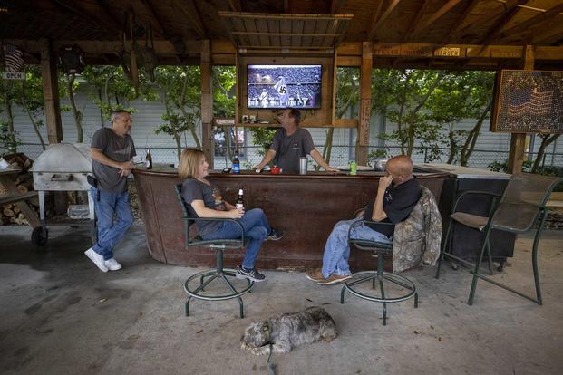 Drinks outside at the patio at the VFW Post 445.