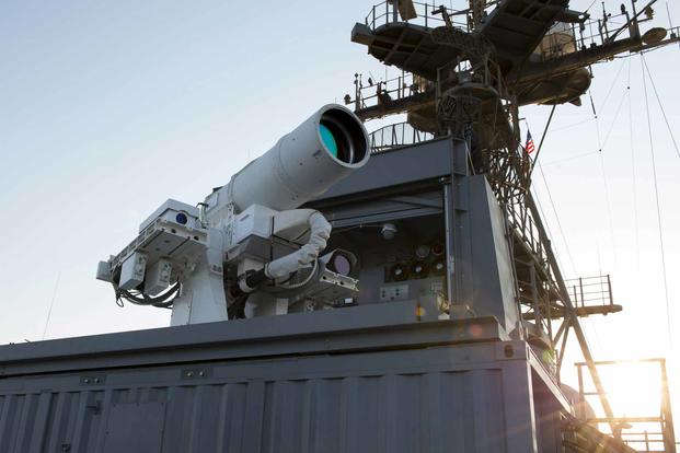 The Laser Weapon System systems check aboard the USS Ponce.