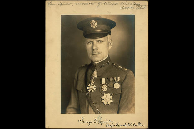 Army Brig. Gen. George Owen Squier, also a notable inventor and aviation enthusiast, is shown in his military uniform.