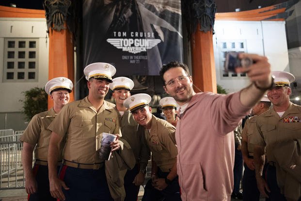 Marines pose for a photo at the ‘Top Gun: Maverick’ premiere at the TLC Chinese Theatre in Los Angeles.