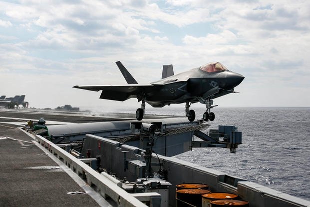 F-35C Lightning II launches from the flight deck of the Nimitz-class aircraft carrier USS Abraham Lincoln