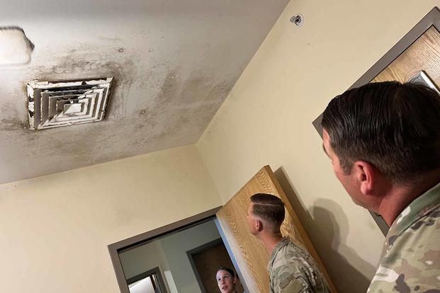 Leaders check for mold at Fort Steward, Georgia.
