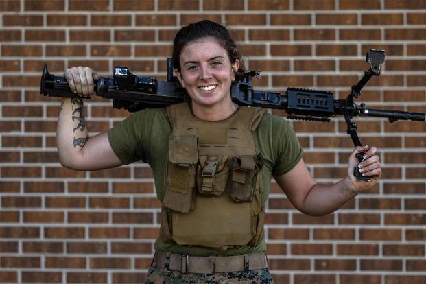 Marine Corps Lance Cpl. Bobby Brodeurs is currently serving as a machine gunner with 3/6 and one of three female infantry Marines in Kilo Company (Lance Cpl. Megan Ozaki/U.S. Marine Corps). Marine Corps Lance Cpl. Bobby Brodeurs, machine gunner with 3/6.