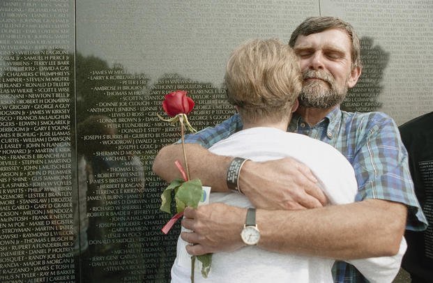 a ceremony at the Vietnam Veterans Memorial 