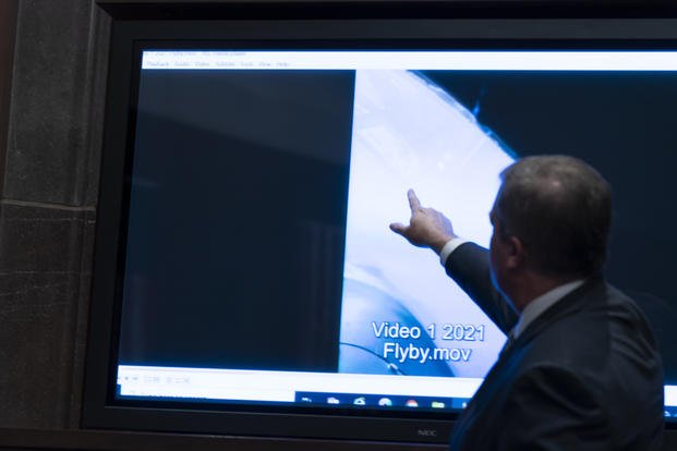 Video display of a UAP during a hearing.