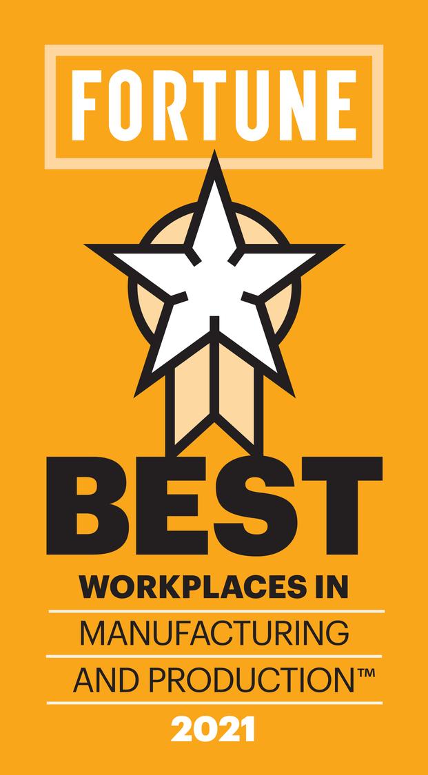 Fortune Best Workplaces in Manufacturing and Production 2021 badge