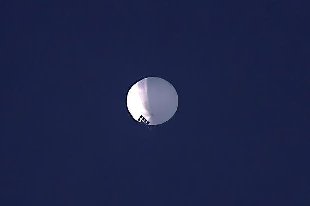 A high altitude balloon floats over Billings, Montana.