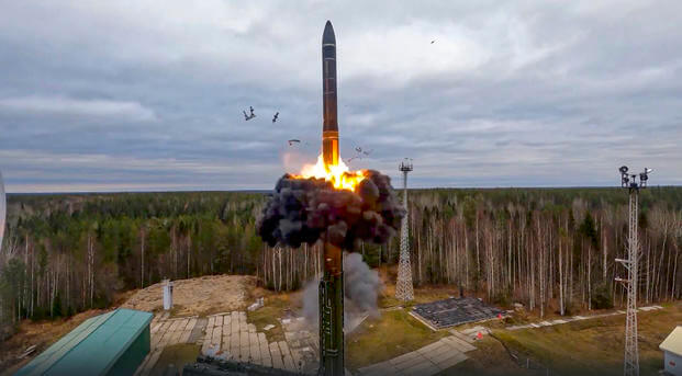 Yars intercontinental ballistic missile is test-fired as part of Russia's nuclear drills